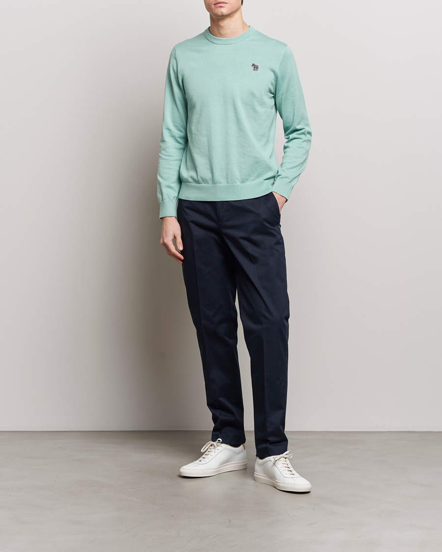 Heren | Truien | PS Paul Smith | Zebra Cotton Knitted Sweater Mint Green