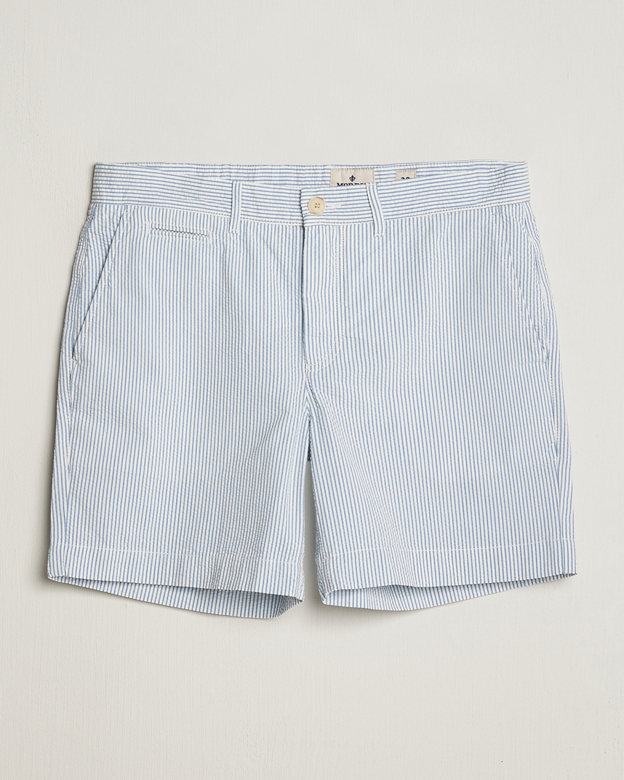 Heren | Korte broek | Morris | Seersucker Summer Shorts Light Blue
