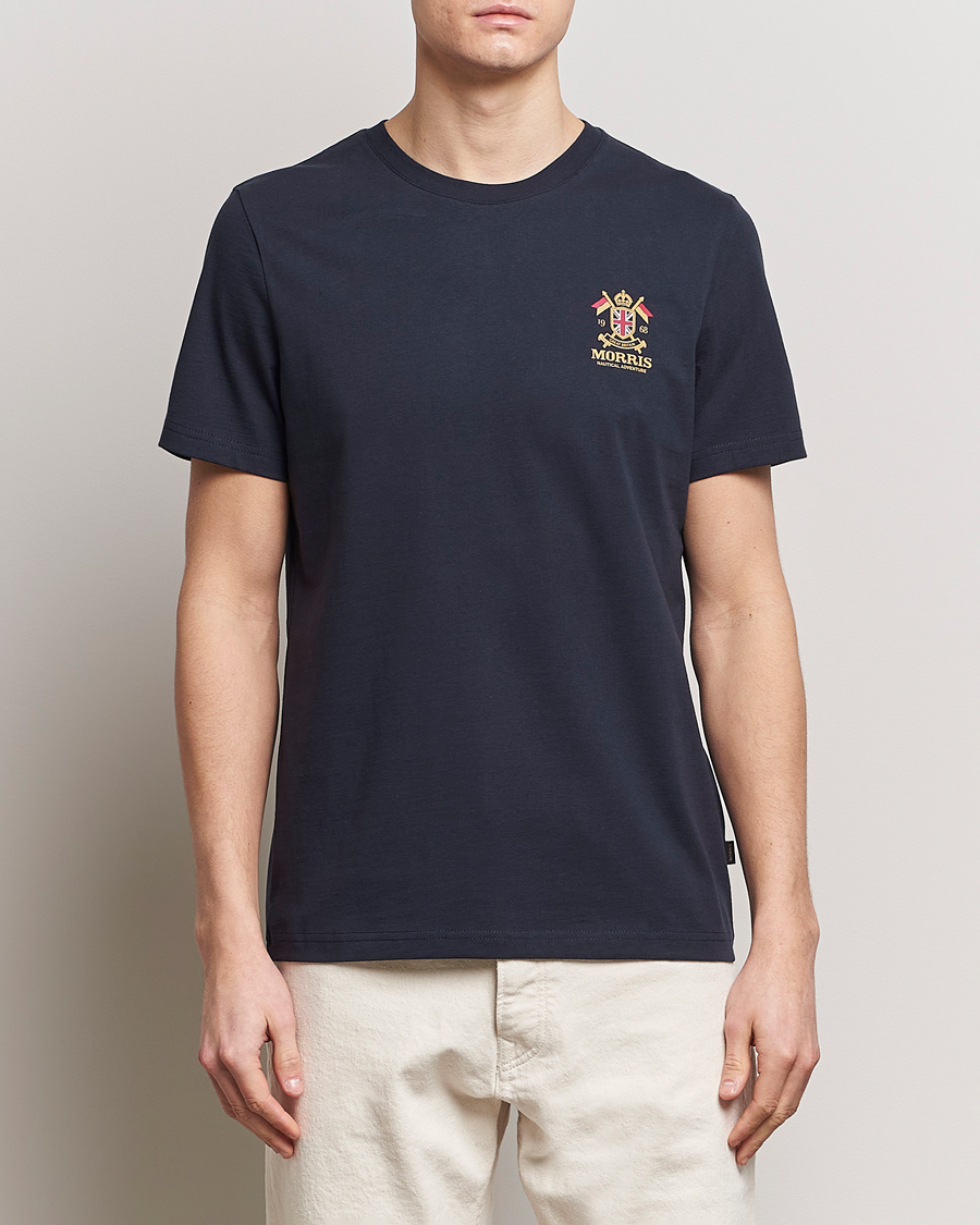 Heren | T-shirts | Morris | Crew Neck Cotton T-Shirt Old Blue