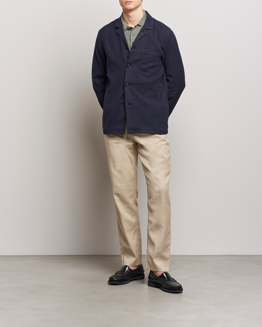 Heren | Overhemden | Morris | Linen Shirt Jacket Navy