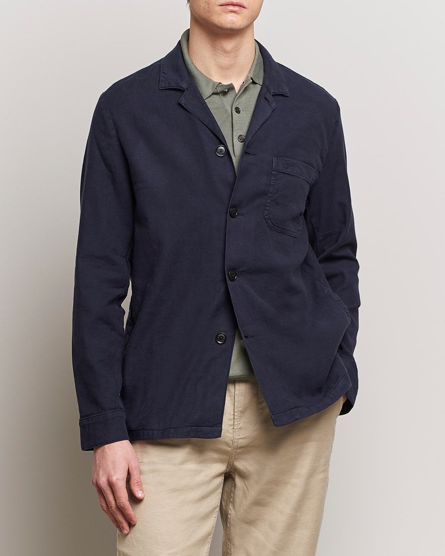 Heren | Overshirts | Morris | Linen Shirt Jacket Navy
