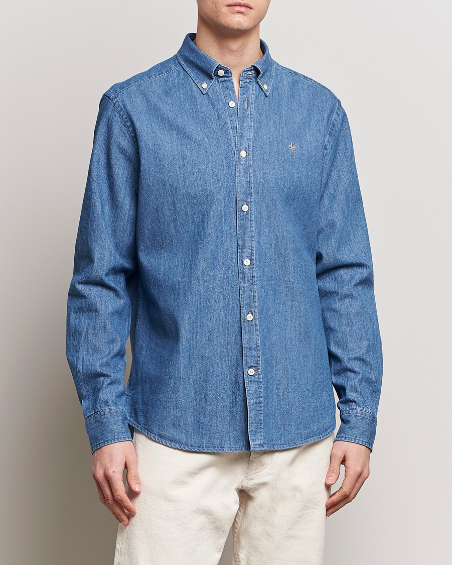 Heren | Casual | Morris | Classic Fit Denim Shirt Blue