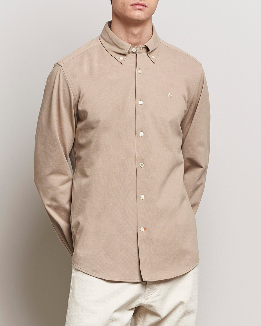 Heren | Poloshirts | Morris | Eddie Slim Fit Pique Shirt Khaki