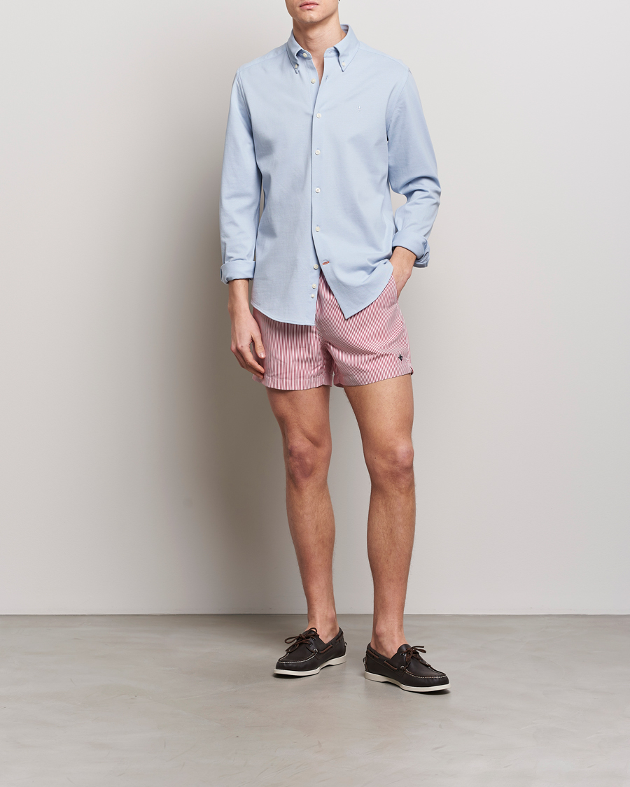 Heren | Overhemden | Morris | Eddie Slim Fit Pique Shirt Light Blue