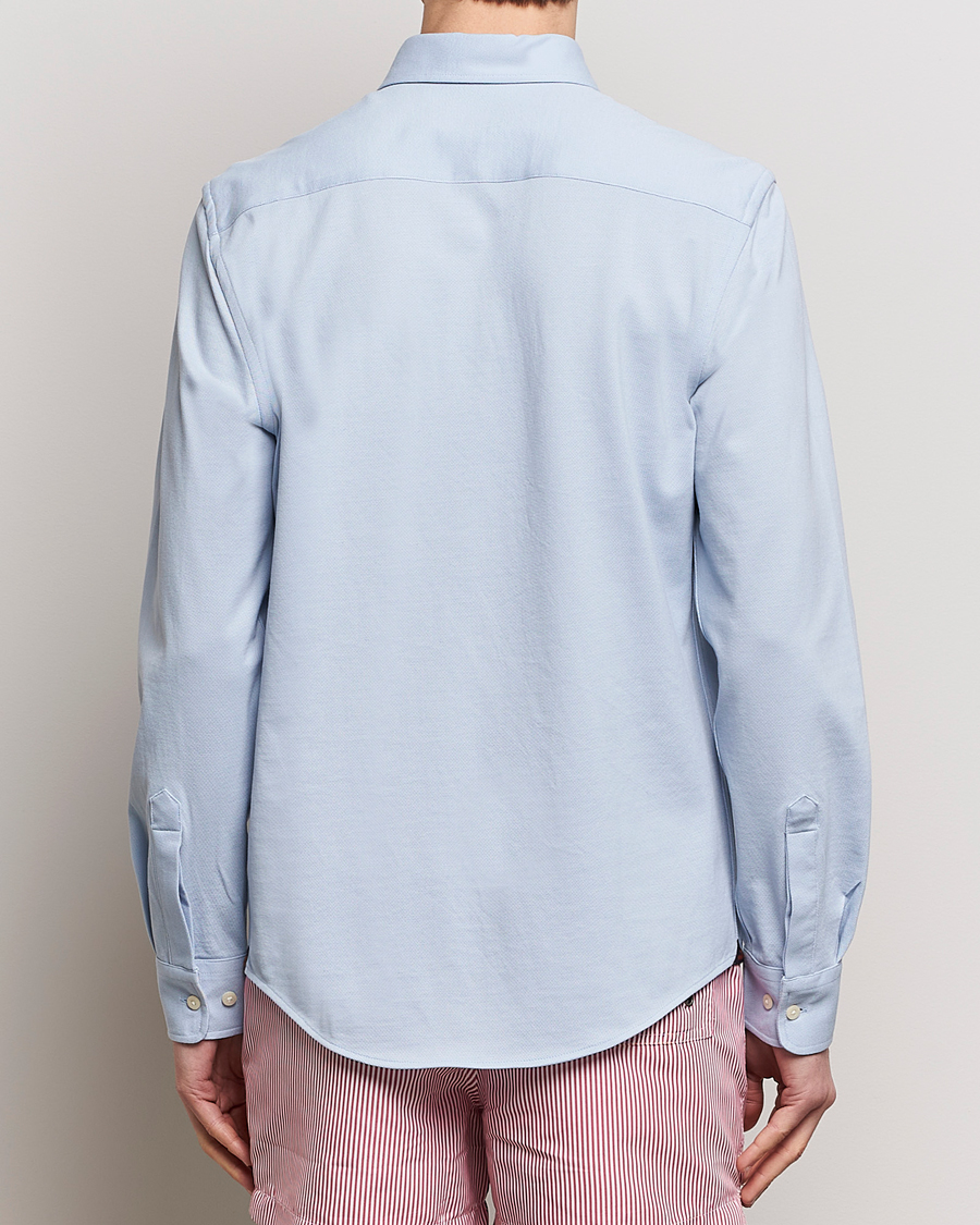 Heren | Overhemden | Morris | Eddie Slim Fit Pique Shirt Light Blue