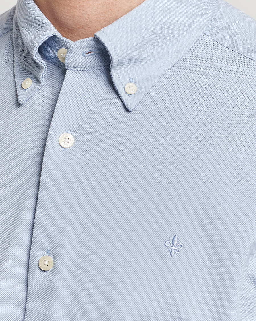 Heren | Overhemden | Morris | Eddie Slim Fit Pique Shirt Light Blue