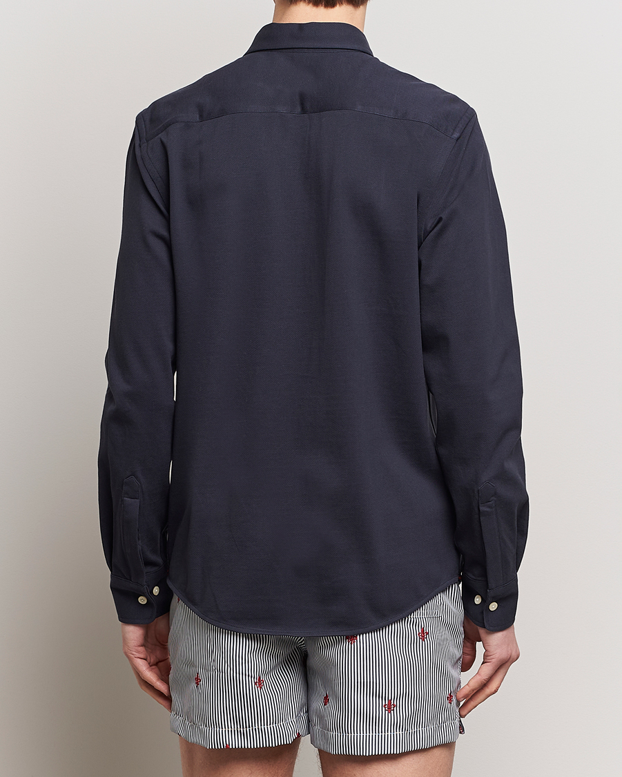 Heren | Overhemden | Morris | Eddie Slim Fit Pique Shirt Old Blue