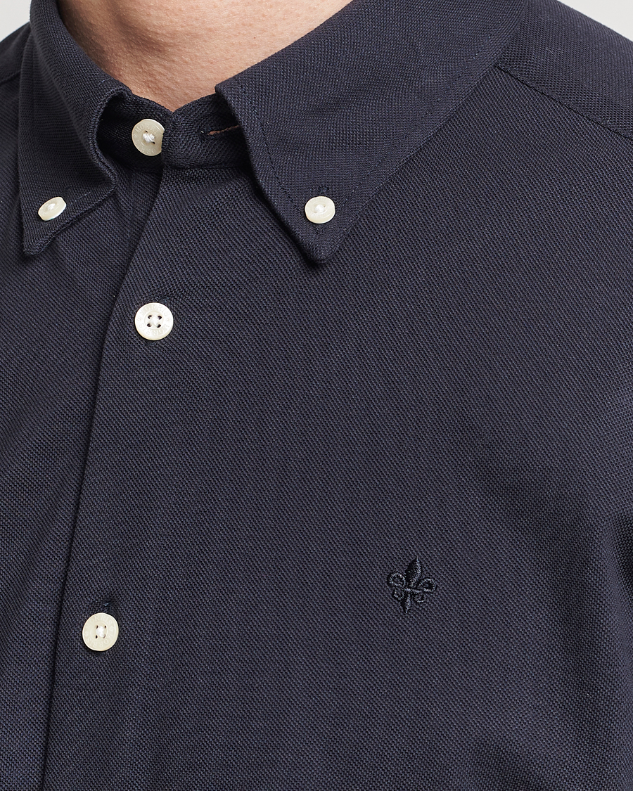 Heren | Overhemden | Morris | Eddie Slim Fit Pique Shirt Old Blue