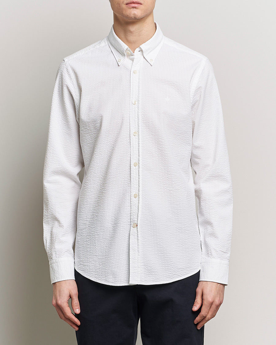 Heren | Overhemden | Morris | Slim Fit Seersucker Shirt White