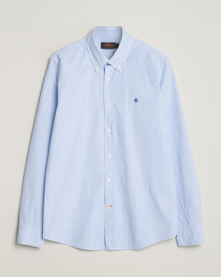 Heren | Overhemden | Morris | Slim Fit Seersucker Shirt Light Blue