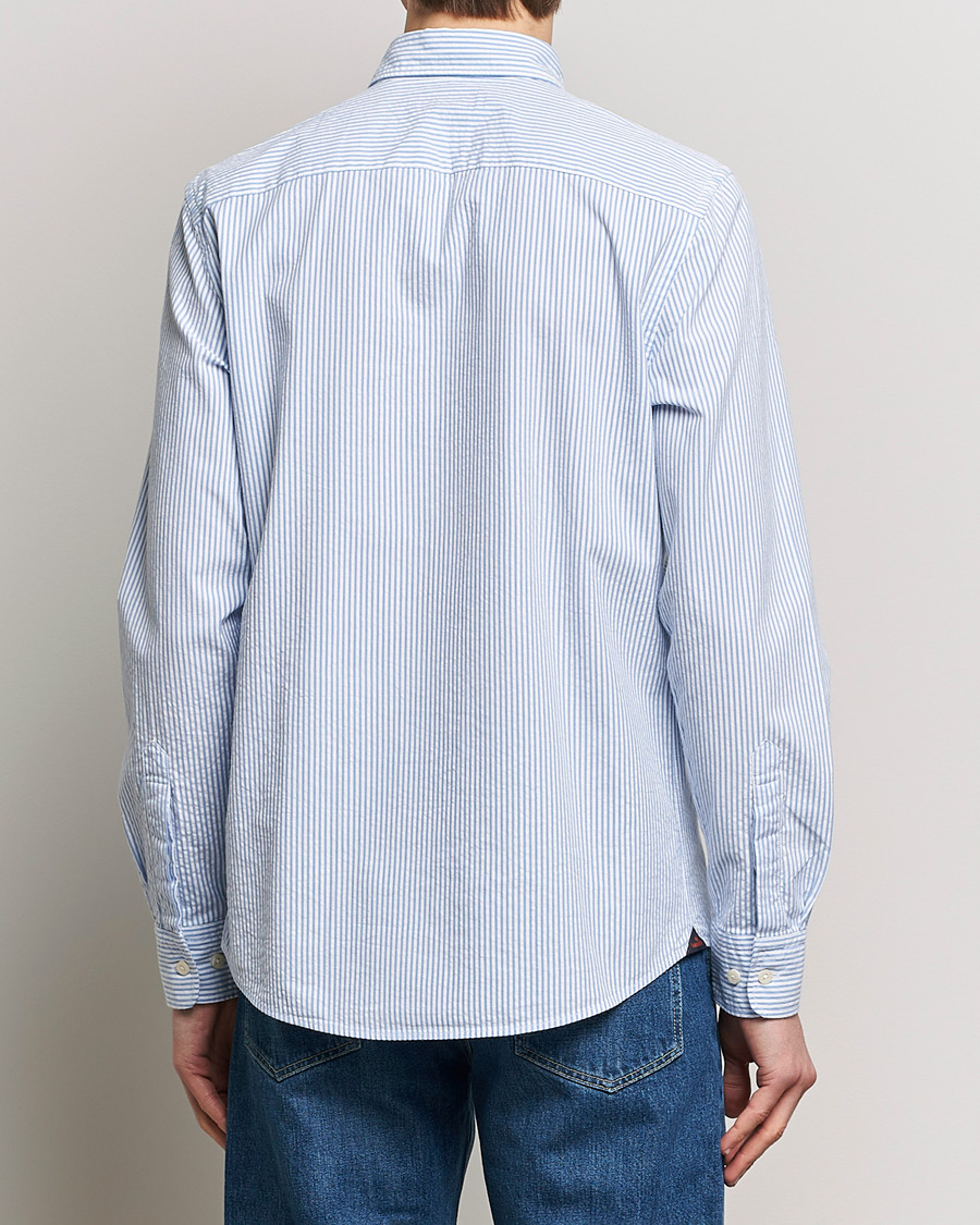 Heren | Overhemden | Morris | Slim Fit Seersucker Shirt Light Blue