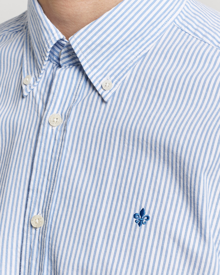Heren | Overhemden | Morris | Slim Fit Seersucker Shirt Light Blue