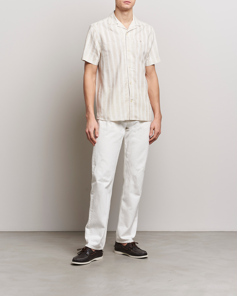 Heren | Overhemden | Morris | Printed Short Sleeve Shirt Off White