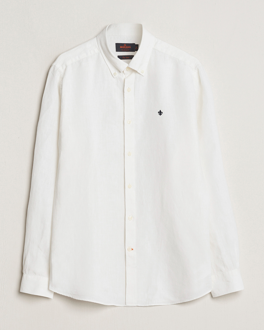 Heren | Overhemden | Morris | Douglas Linen Button Down Shirt White