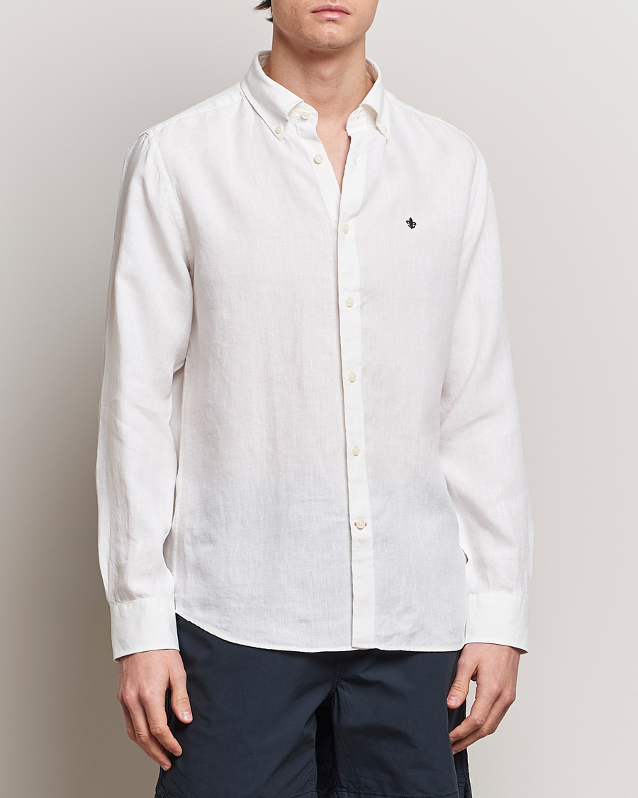 Heren | Linnen overhemden | Morris | Douglas Linen Button Down Shirt White