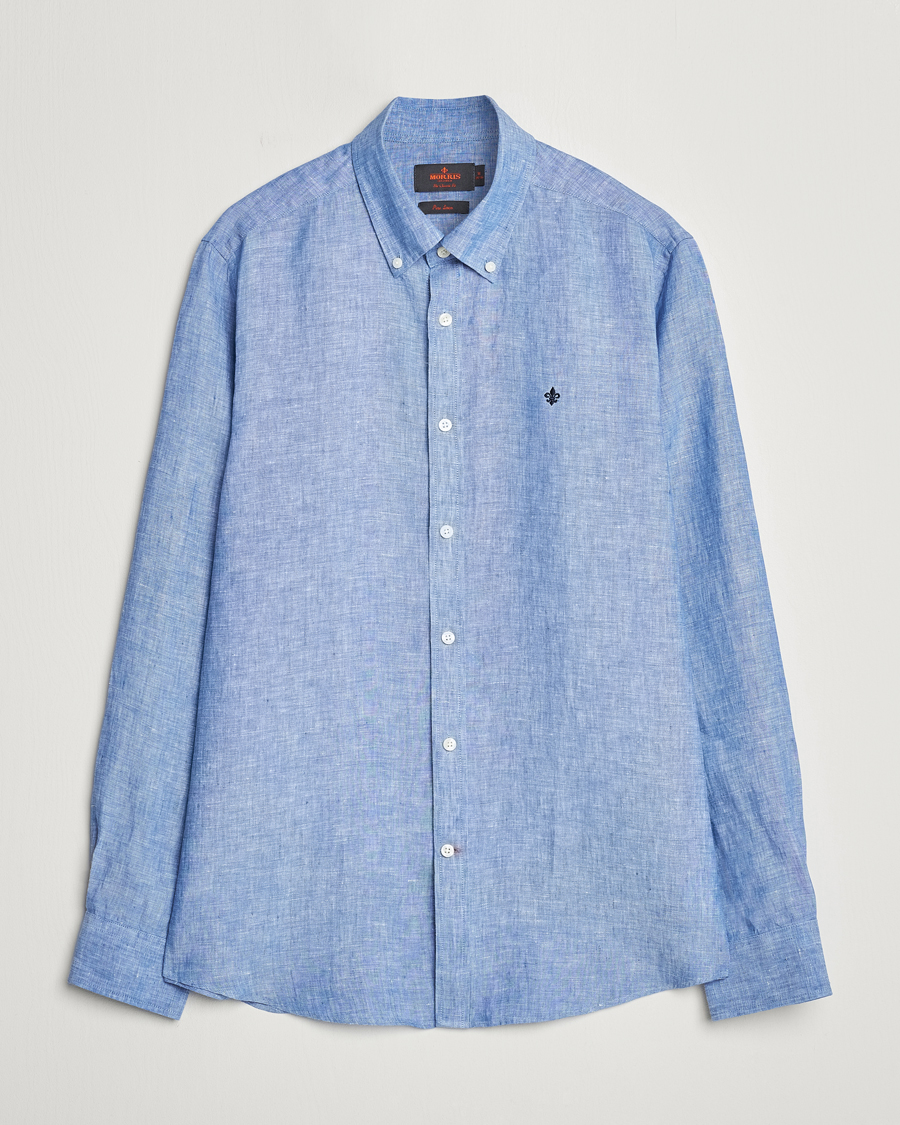 Heren | Overhemden | Morris | Douglas Linen Button Down Shirt Blue