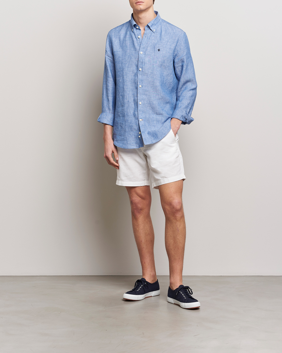 Heren | Overhemden | Morris | Douglas Linen Button Down Shirt Blue