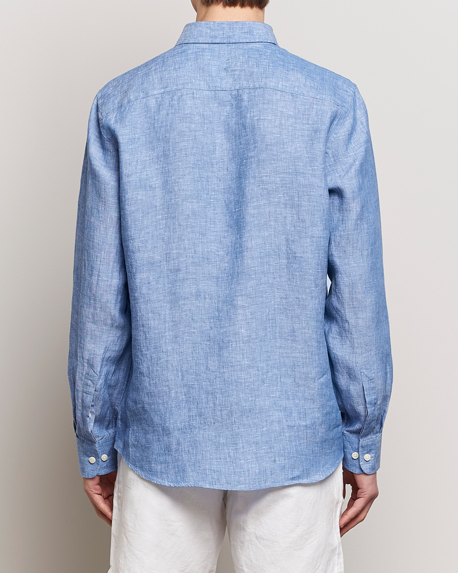 Heren | Overhemden | Morris | Douglas Linen Button Down Shirt Blue