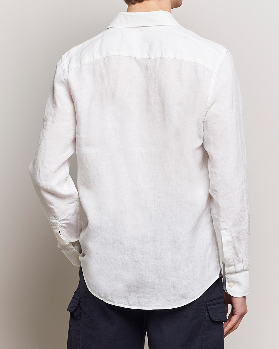 Heren | Overhemden | Morris | Slim Fit Linen Cut Away Shirt White
