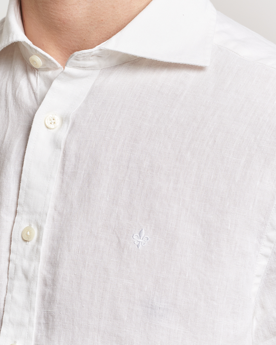 Heren | Overhemden | Morris | Slim Fit Linen Cut Away Shirt White