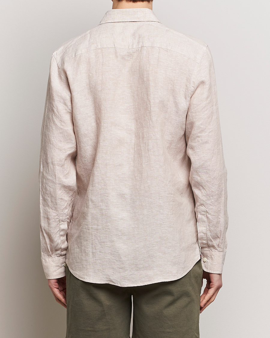 Heren | Overhemden | Morris | Slim Fit Linen Cut Away Shirt Khaki