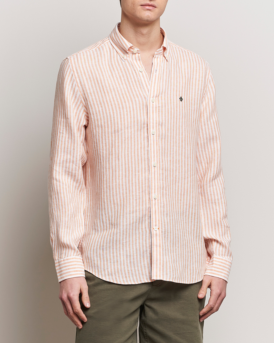 Heren | Preppy Authentic | Morris | Douglas Linen Stripe Shirt Orange