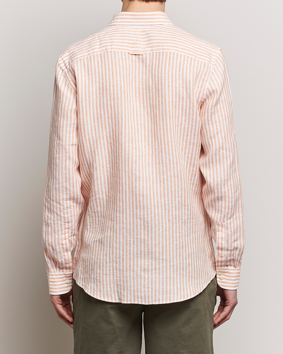 Heren | Overhemden | Morris | Douglas Linen Stripe Shirt Orange