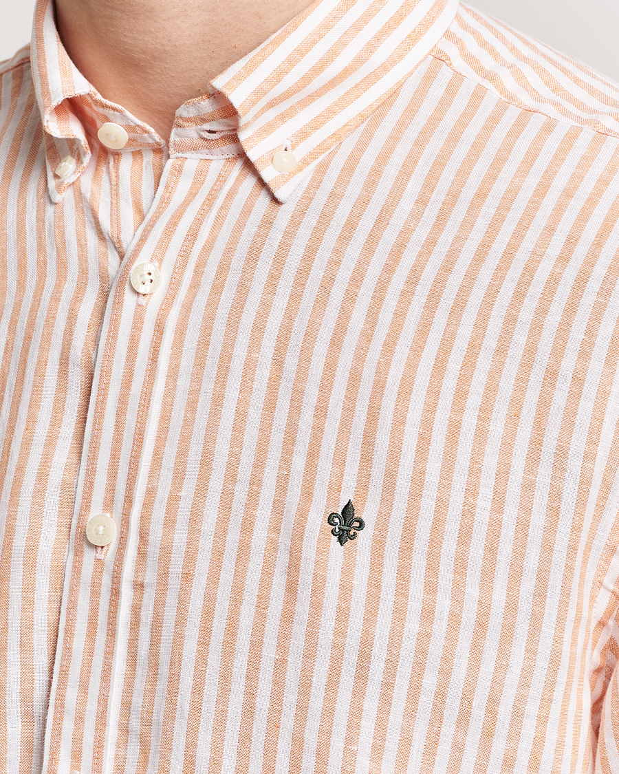 Heren | Overhemden | Morris | Douglas Linen Stripe Shirt Orange
