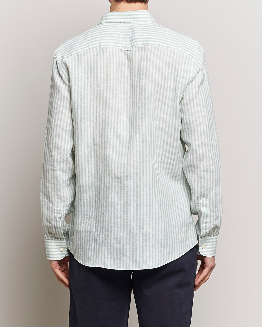 Heren | Overhemden | Morris | Douglas Linen Stripe Shirt Light Green