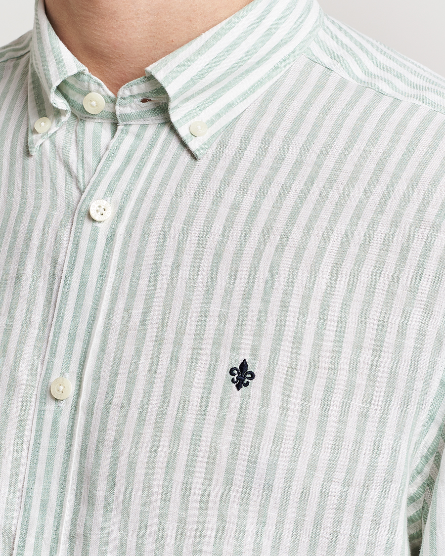 Heren | Overhemden | Morris | Douglas Linen Stripe Shirt Light Green