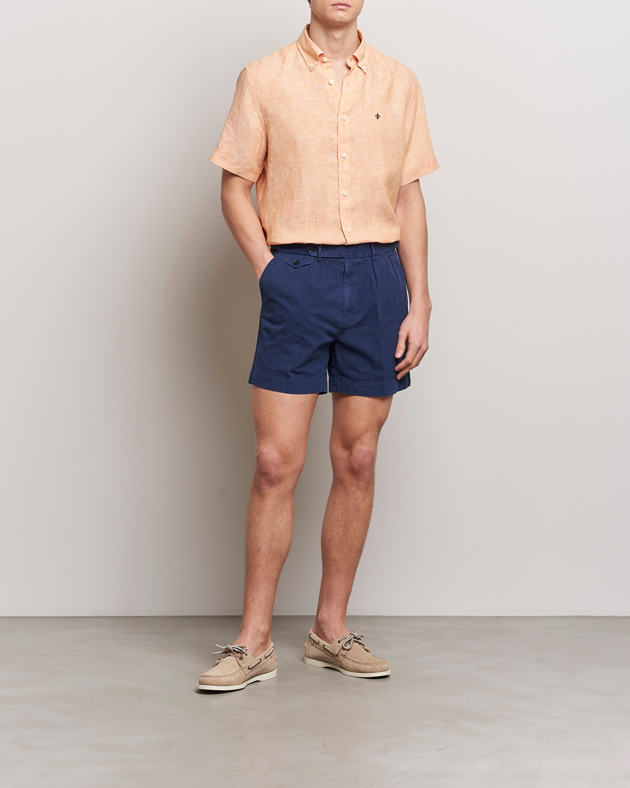 Heren | Overhemden | Morris | Douglas Linen Short Sleeve Shirt Orange