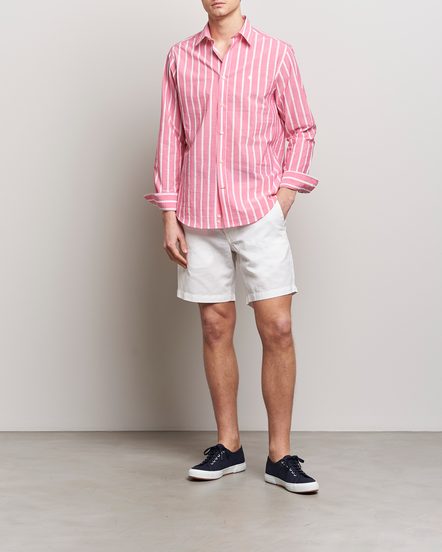 Heren | Overhemden | Morris | Summer Stripe Shirt Cerise