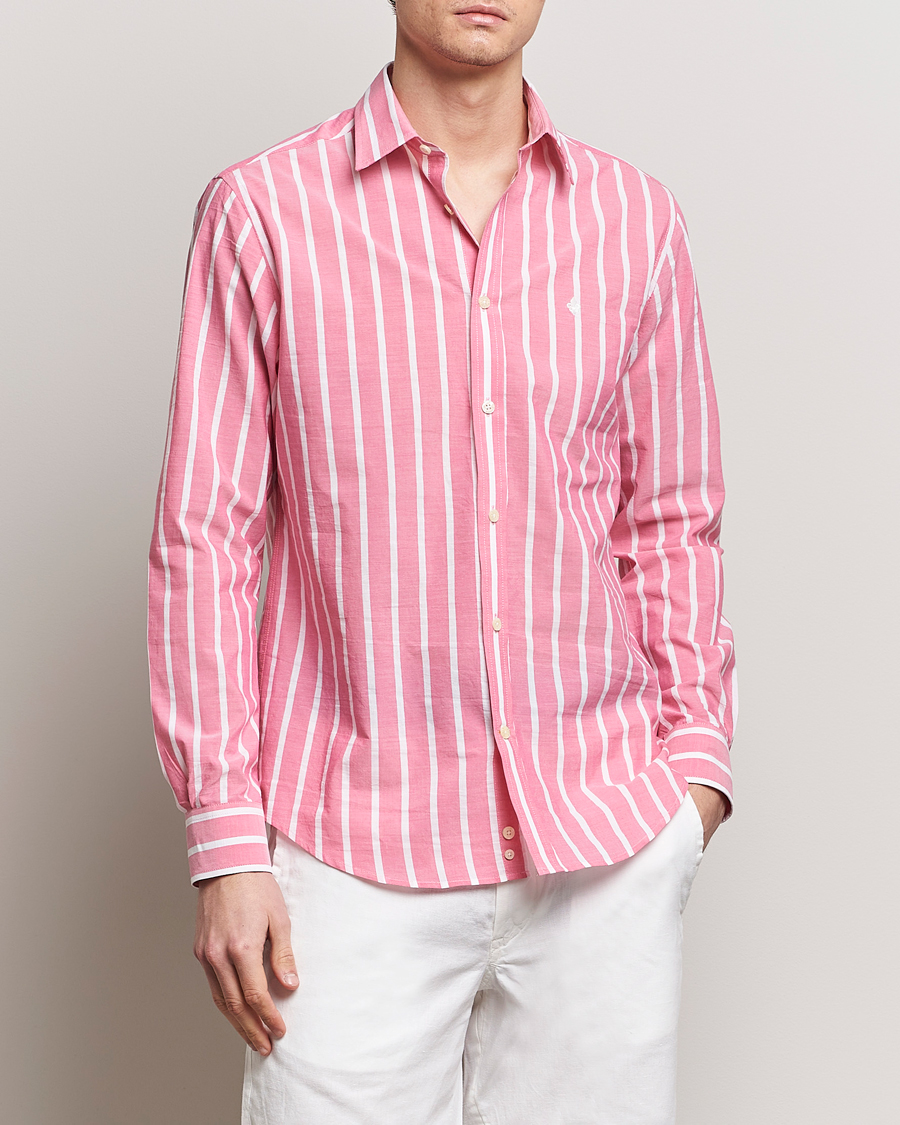 Heren | Overhemden | Morris | Summer Stripe Shirt Cerise