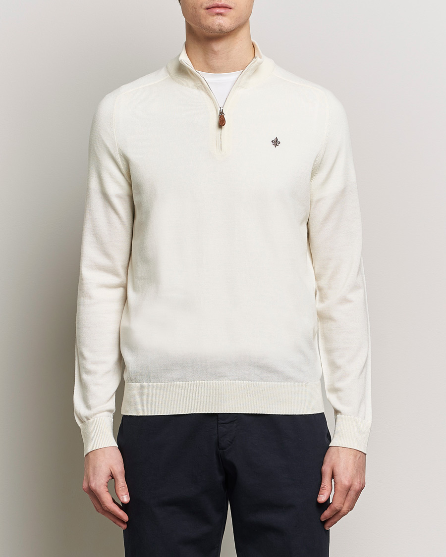 Heren | Truien | Morris | John Merino Half Zip Off White