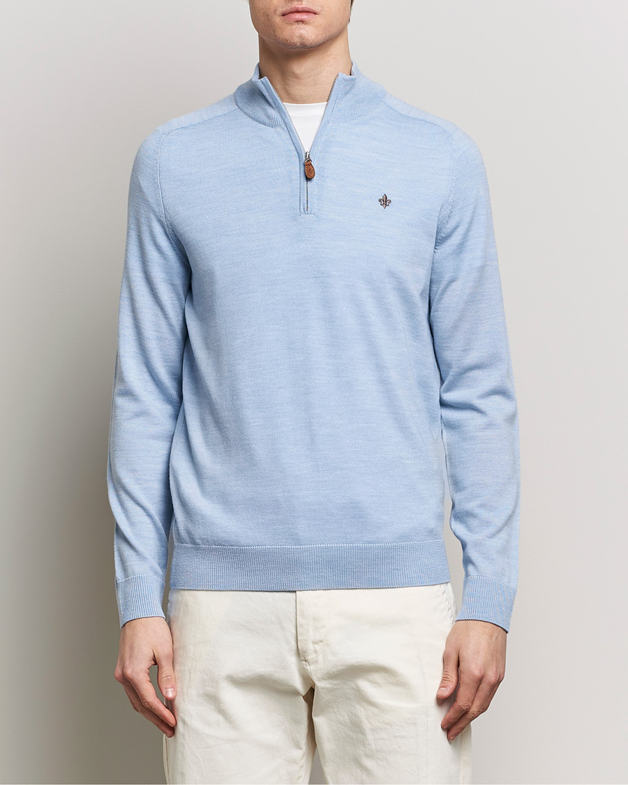 Men |  | Morris | John Merino Half Zip Light Blue