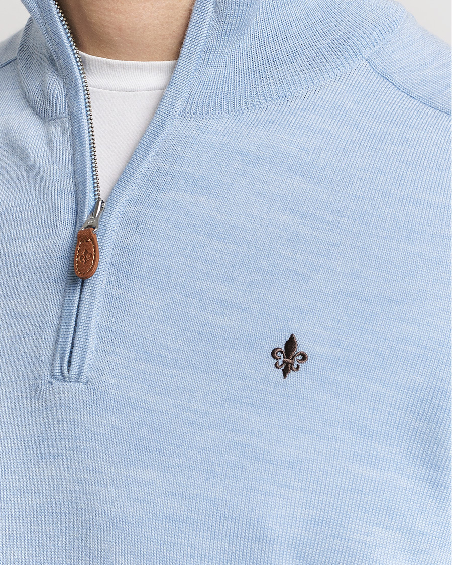 Heren | Truien | Morris | John Merino Half Zip Light Blue