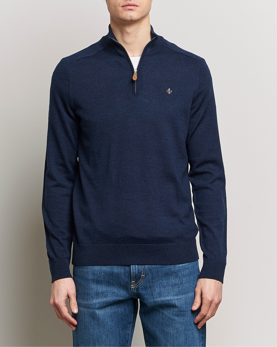 Heren | Half-zip | Morris | John Merino Half Zip Blue