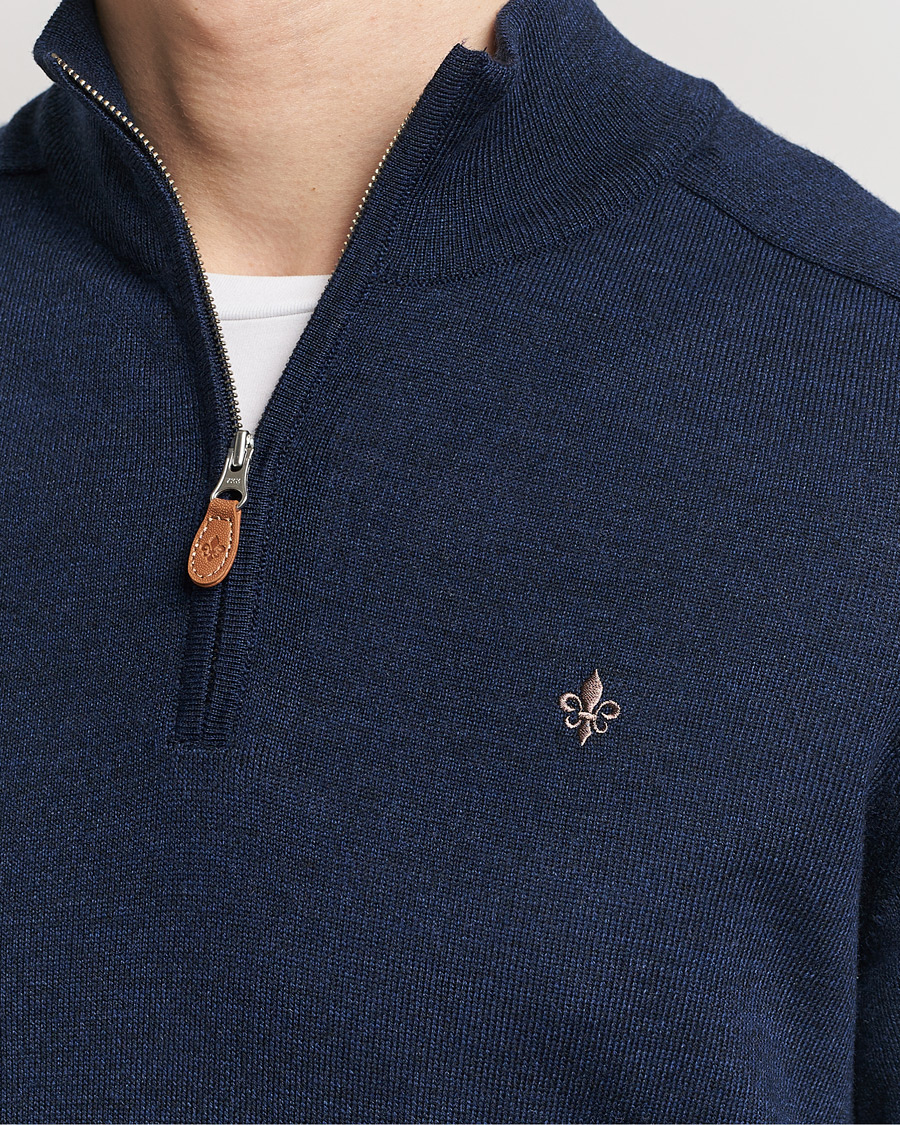 Heren | Truien | Morris | John Merino Half Zip Blue