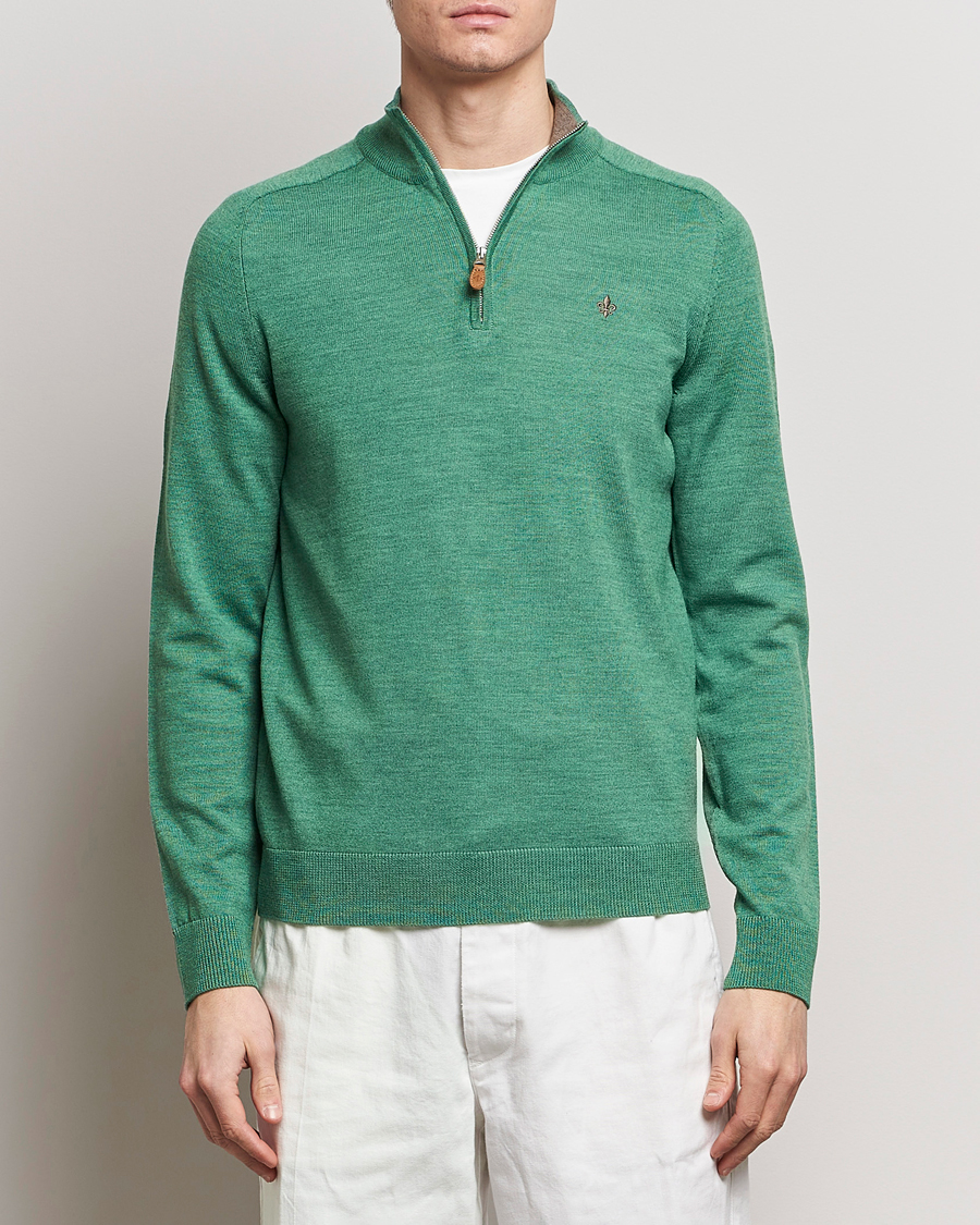 Heren |  | Morris | John Merino Half Zip Light Green