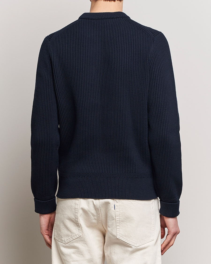 Heren | Truien | Morris | Arthur Navy Cotton/Merino Knitted Sweater Navy