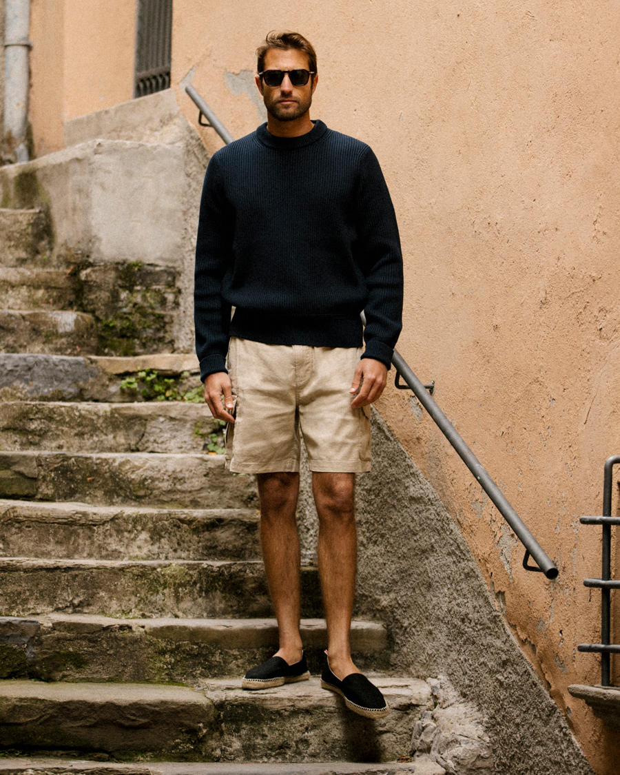 Heren | Truien | Morris | Arthur Navy Cotton/Merino Knitted Sweater Navy