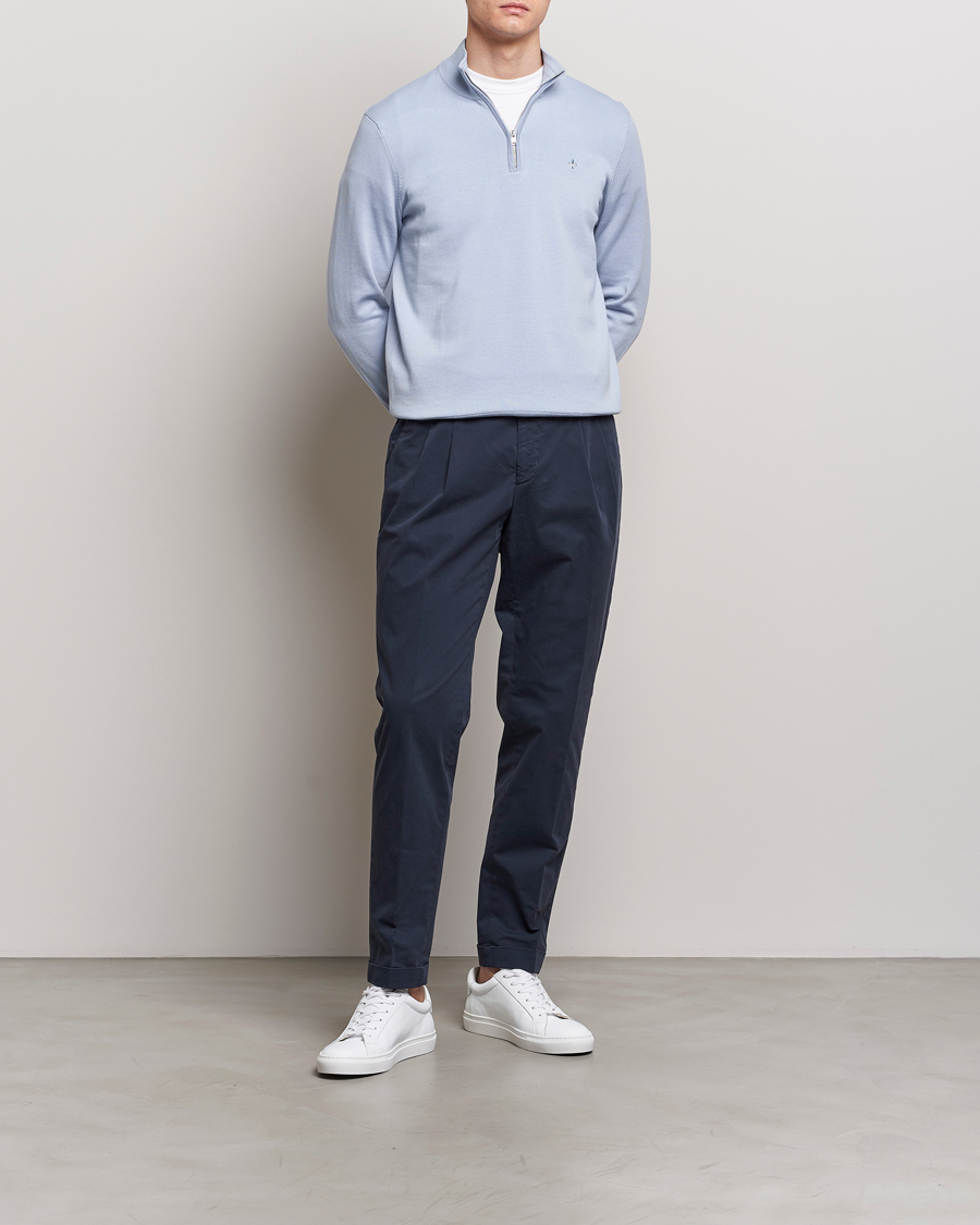 Heren | Truien | Morris | Riley Cotton Half Zip Light Blue