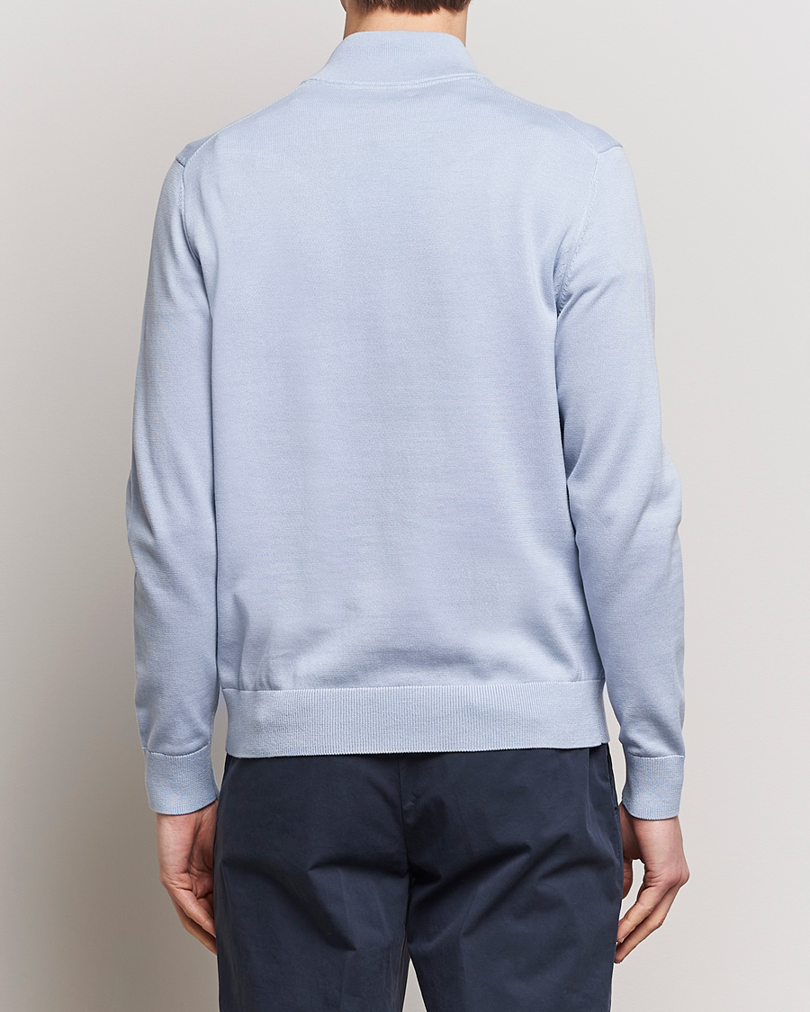 Heren | Truien | Morris | Riley Cotton Half Zip Light Blue