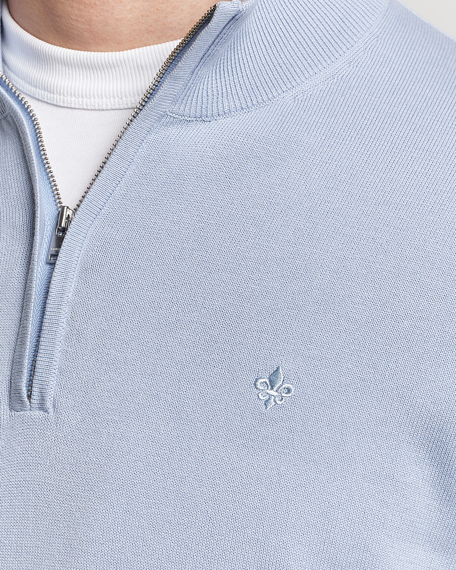 Heren | Truien | Morris | Riley Cotton Half Zip Light Blue
