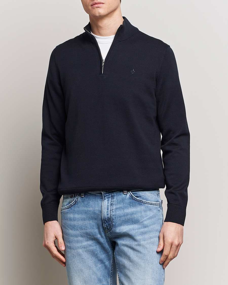 Heren |  | Morris | Riley Cotton Half Zip Navy