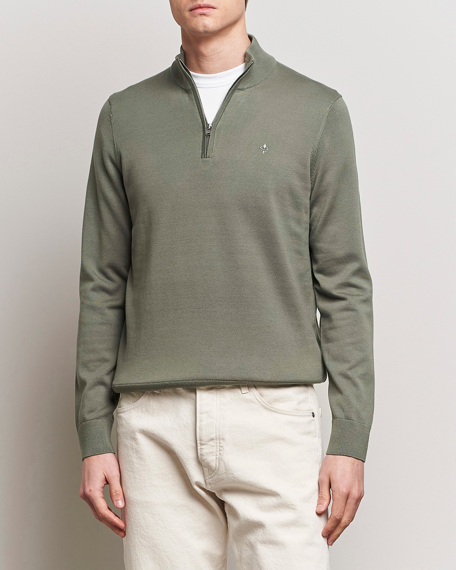 Heren | Half-zip | Morris | Riley Cotton Half Zip Green