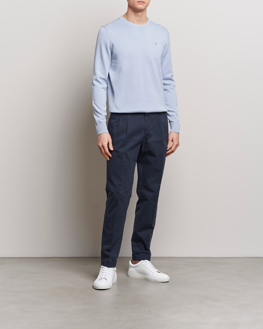 Heren | Truien | Morris | Riley Cotton Crew Neck Pullover Light Blue