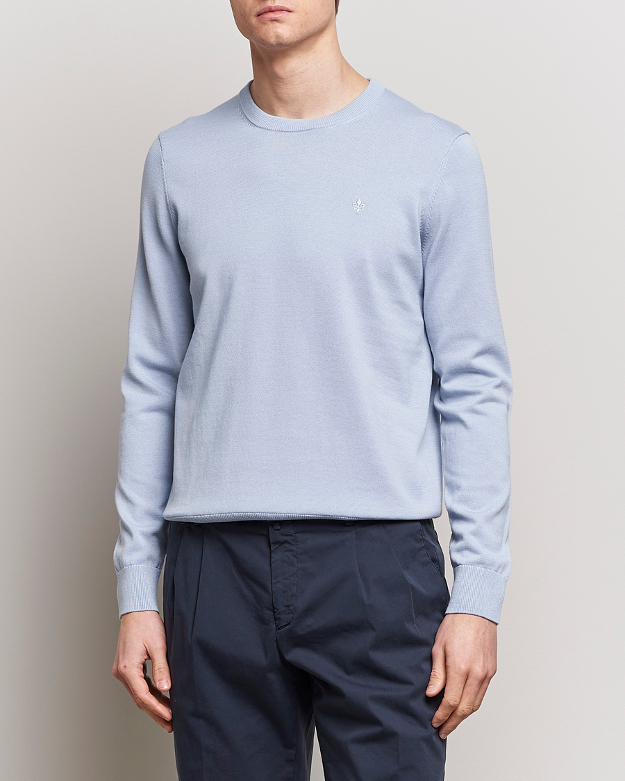 Heren | Sale | Morris | Riley Cotton Crew Neck Pullover Light Blue