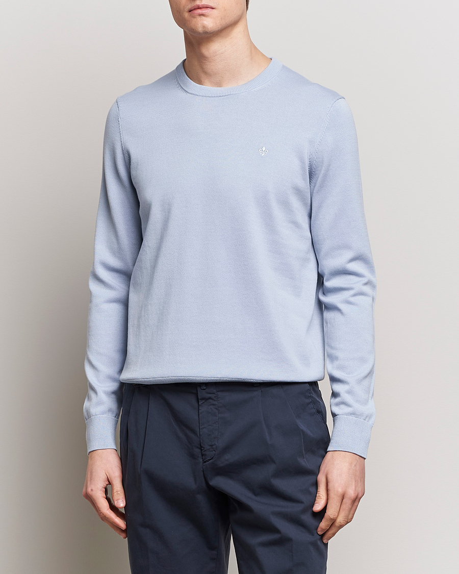 Heren | Ronde hals truien | Morris | Riley Cotton Crew Neck Pullover Light Blue