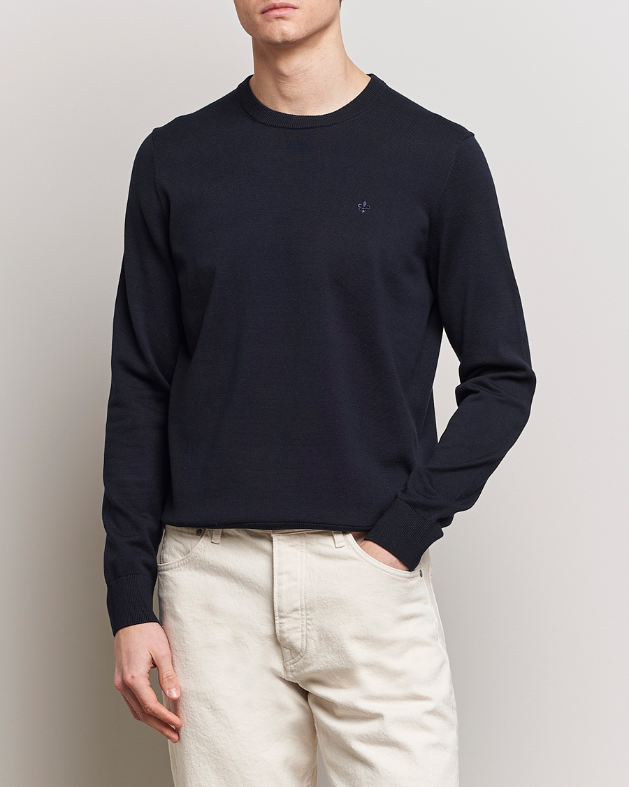 Heren | Ronde hals truien | Morris | Riley Cotton Crew Neck Pullover Old Blue